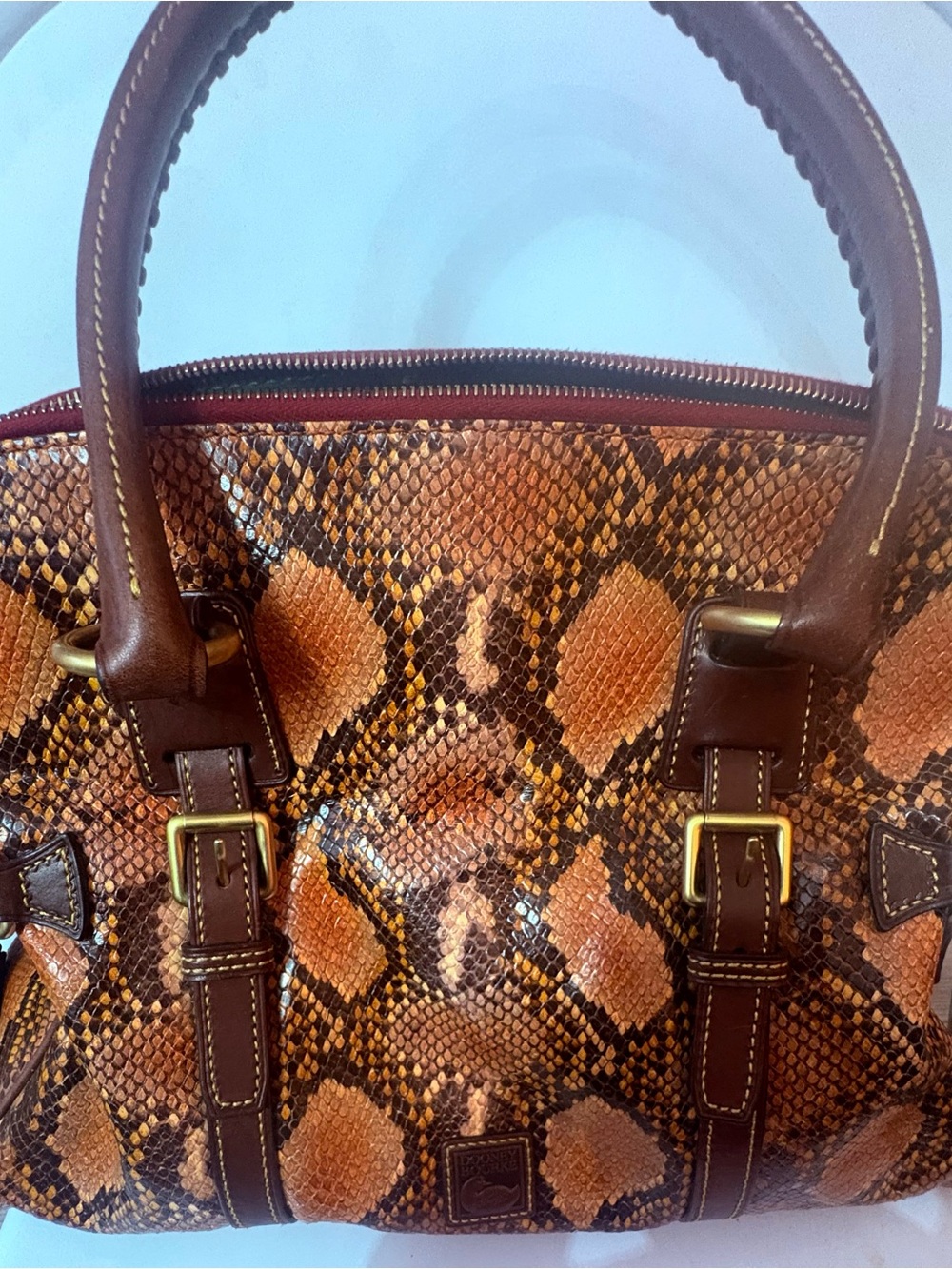 Dooney & Bourke Brown Snake-Print Leather Satchel - Women Bags